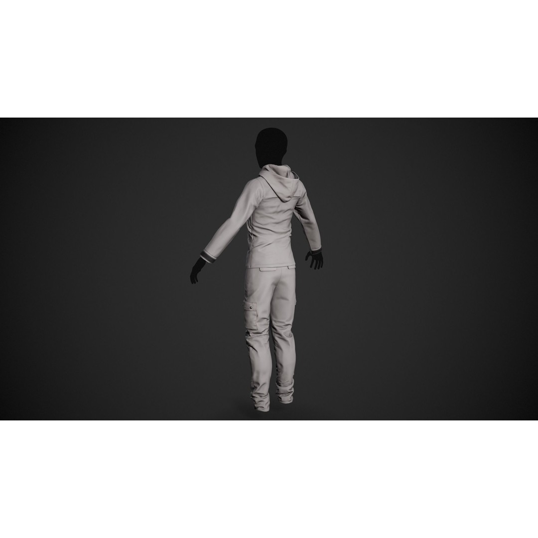 Gray Snowboard Outfit 3D Model – Low-Poly PBR Game Asset, FBX, OBJ - View 7