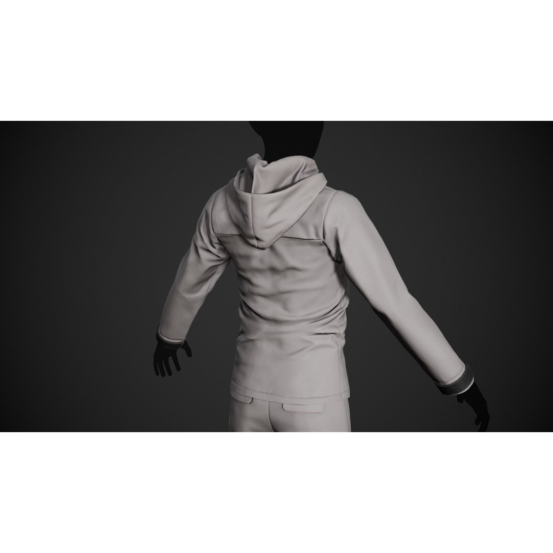 Gray Snowboard Outfit 3D Model – Low-Poly PBR Game Asset, FBX, OBJ - View 9