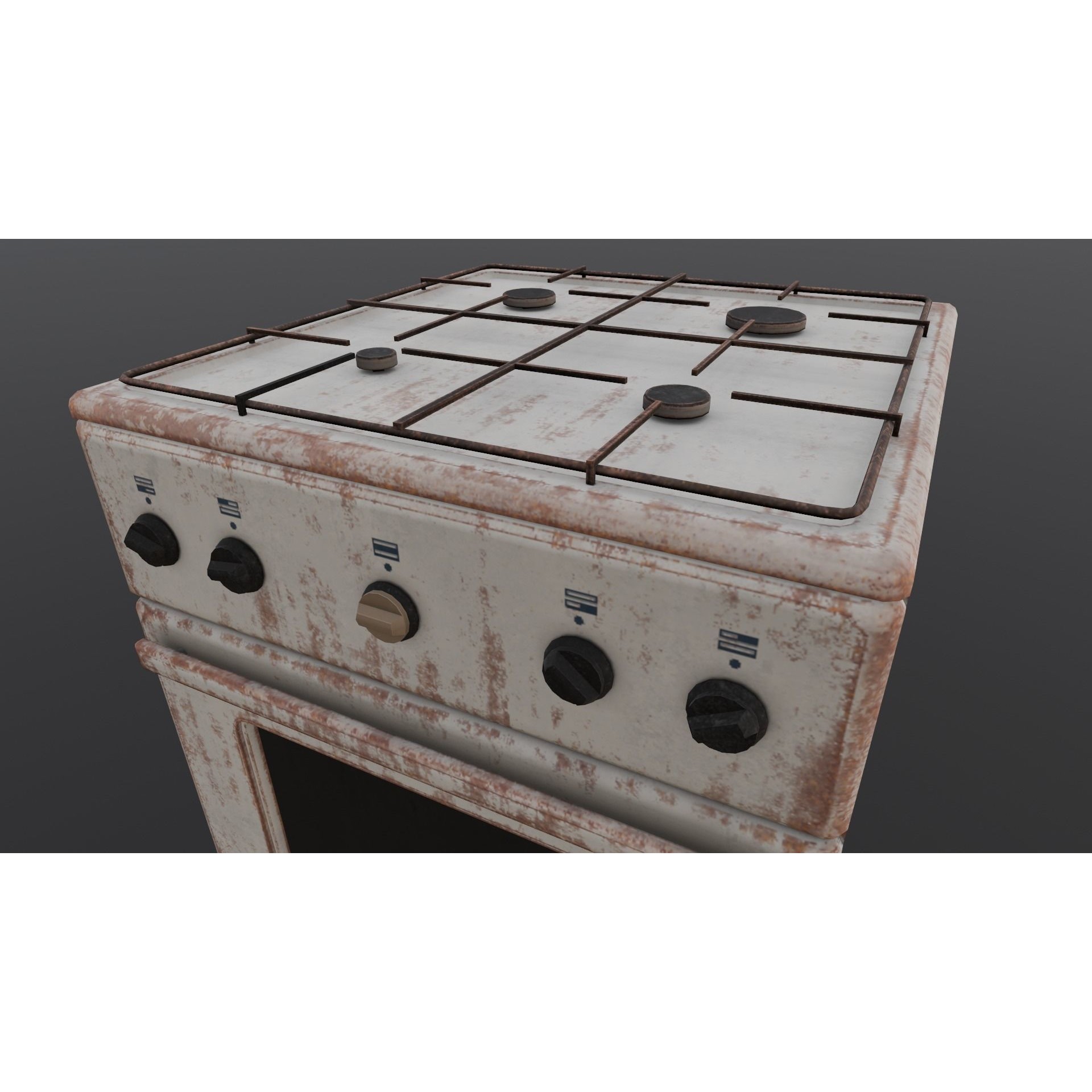 Gas Stove - Low-Poly Game-Ready 3D Model - View 4