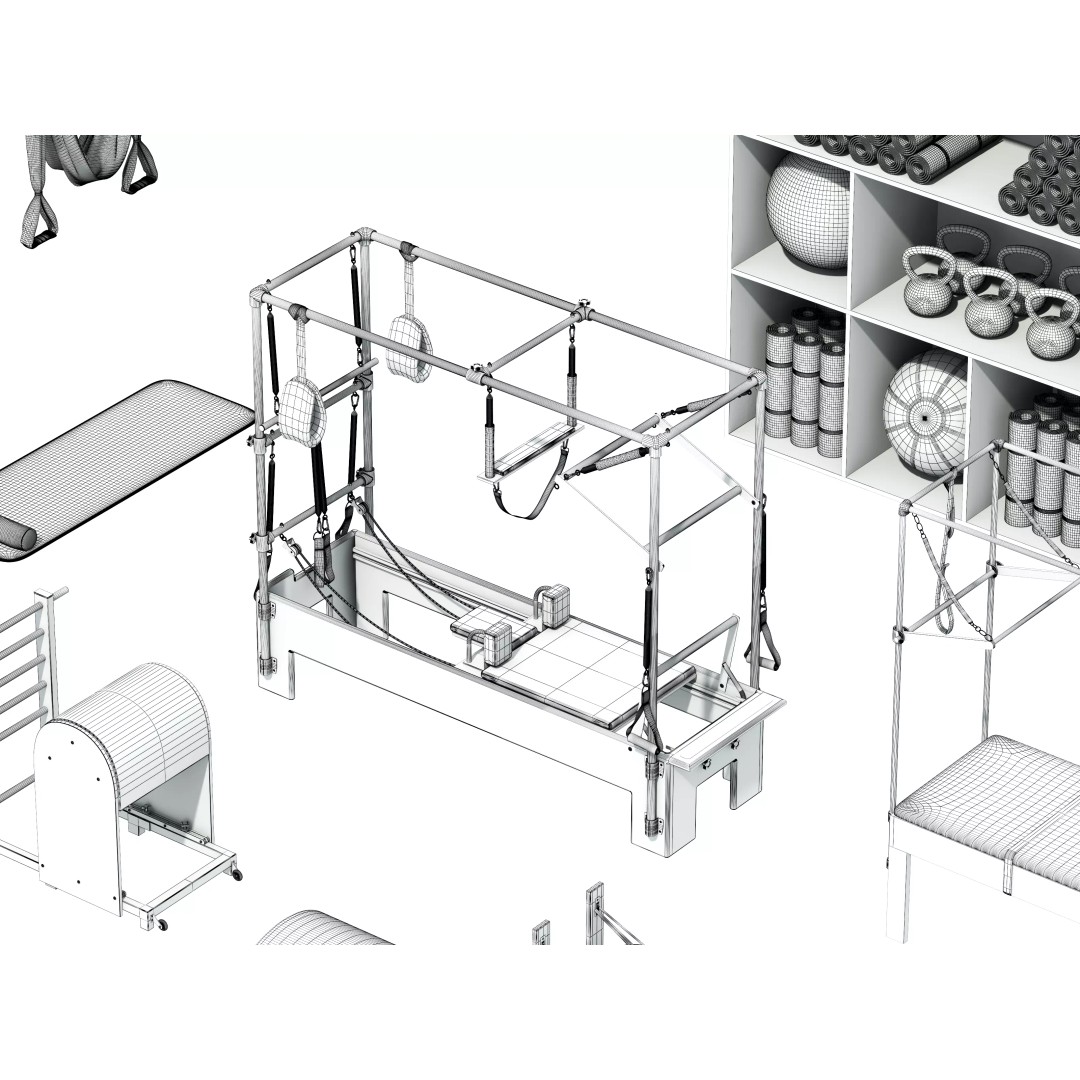 Pilates Equipment 3D Model – Realistic Studio Asset, FBX & OBJ