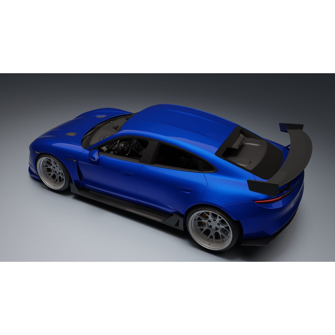 Porsche Taycan 3D Model – Low Poly Racing Asset, FBX, Game Ready - View 12