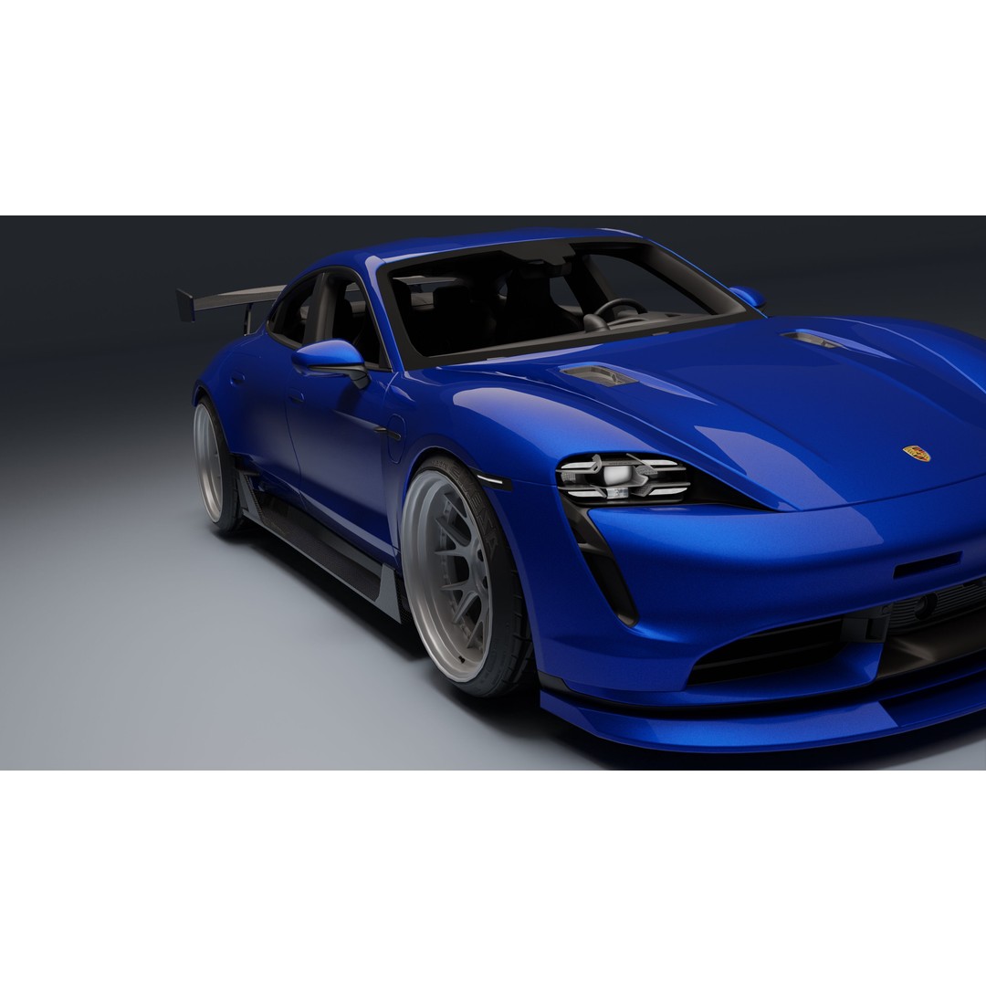 Porsche Taycan 3D Model – Low Poly Racing Asset, FBX, Game Ready - View 7