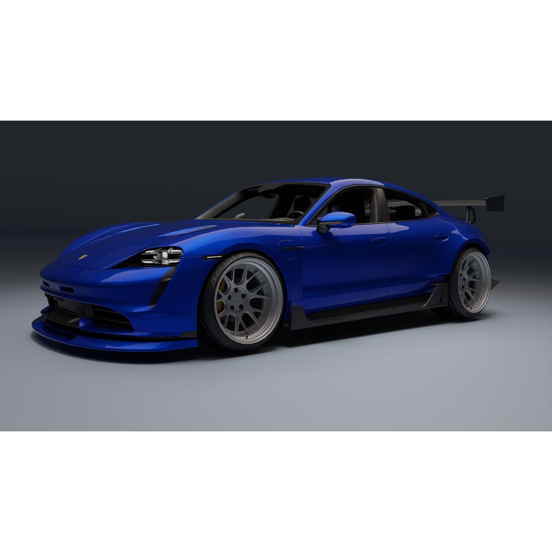 Porsche Taycan 3D Model – Low Poly Racing Asset, FBX, Game Ready - View 9