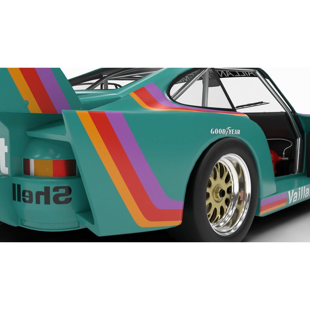 Porsche 935 K2 1977 Kremer Racing 3D Model – High Poly Rigged Asset, FBX, OBJ - View 11