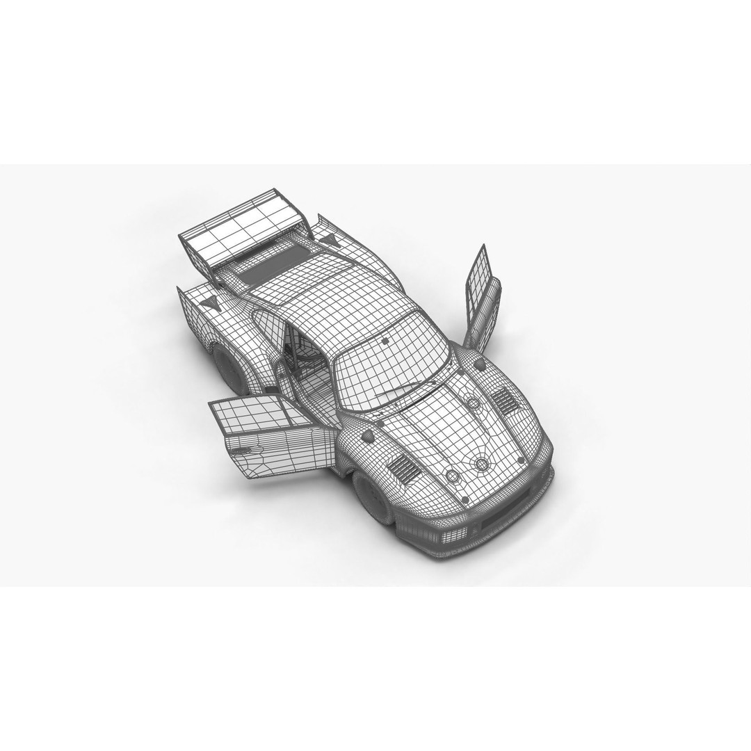 Porsche 935 K2 1977 Kremer Racing 3D Model – High Poly Rigged Asset, FBX, OBJ - View 37