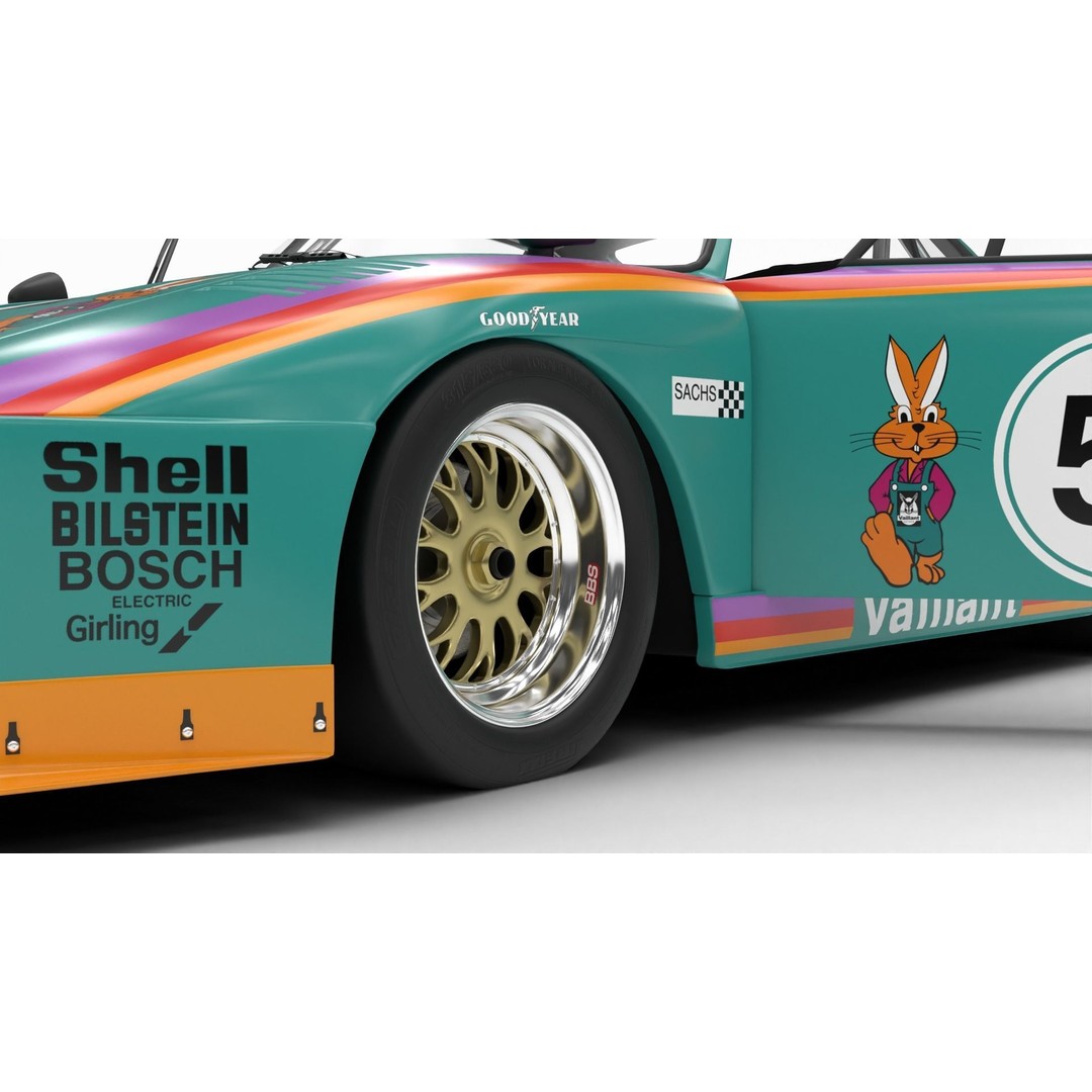 Porsche 935 K2 1977 Kremer Racing 3D Model – High Poly Rigged Asset, FBX, OBJ - View 6