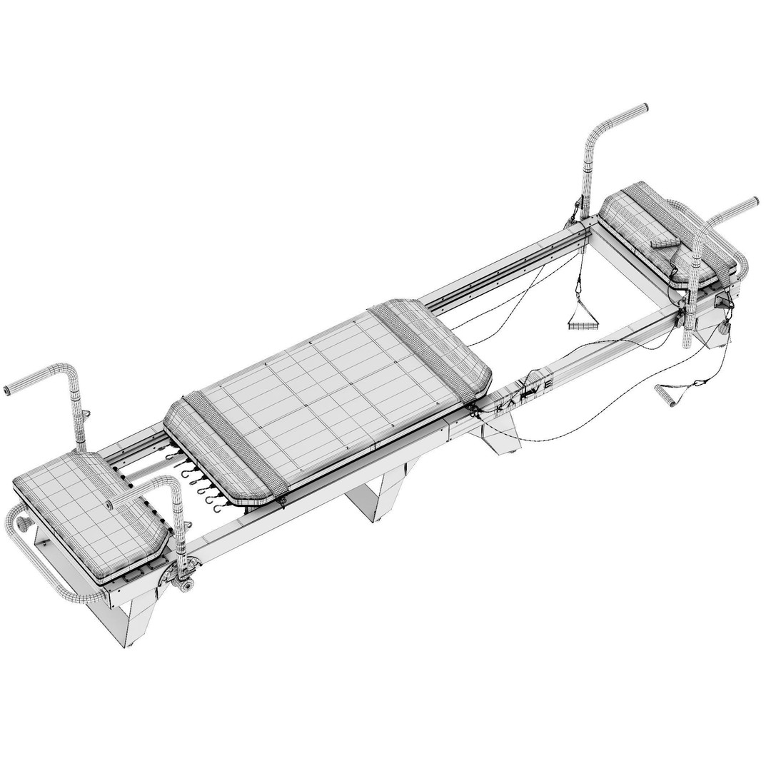 Pilates Reformer Machine 3D Model – High Poly Fitness Equipment, FBX, OBJ