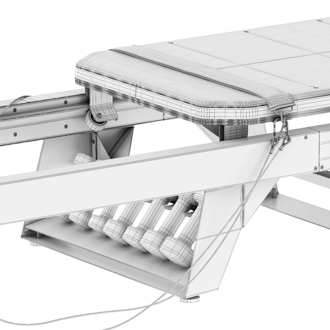 Pilates Reformer Machine 3D Model – High Poly Fitness Equipment, FBX, OBJ - View 10