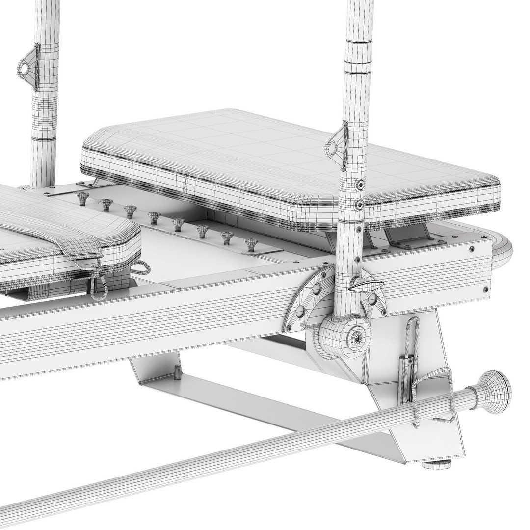 Pilates Reformer Machine 3D Model – High Poly Fitness Equipment, FBX, OBJ - View 12