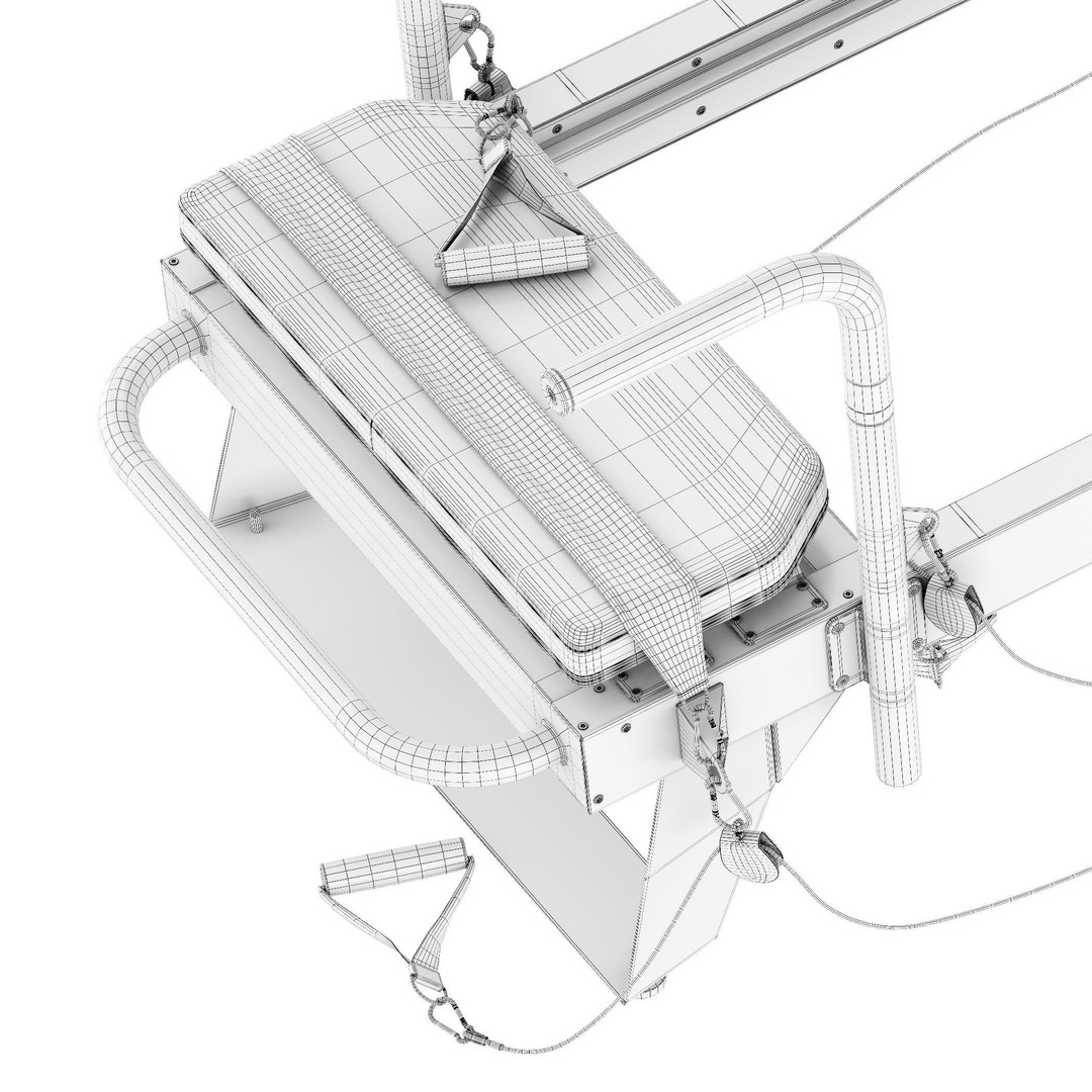 Pilates Reformer Machine 3D Model – High Poly Fitness Equipment, FBX, OBJ - View 16