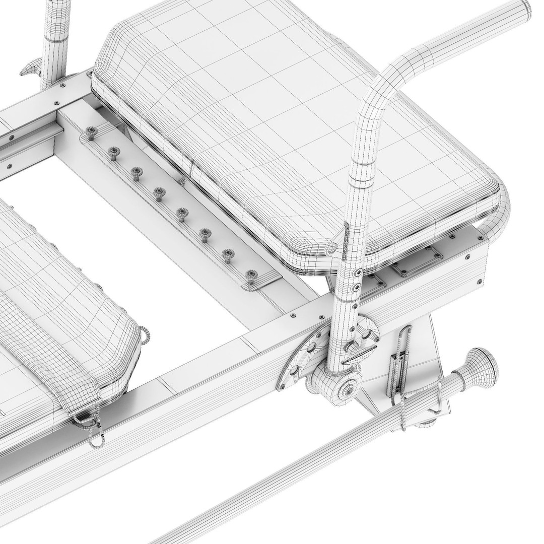Pilates Reformer Machine 3D Model – High Poly Fitness Equipment, FBX, OBJ - View 20