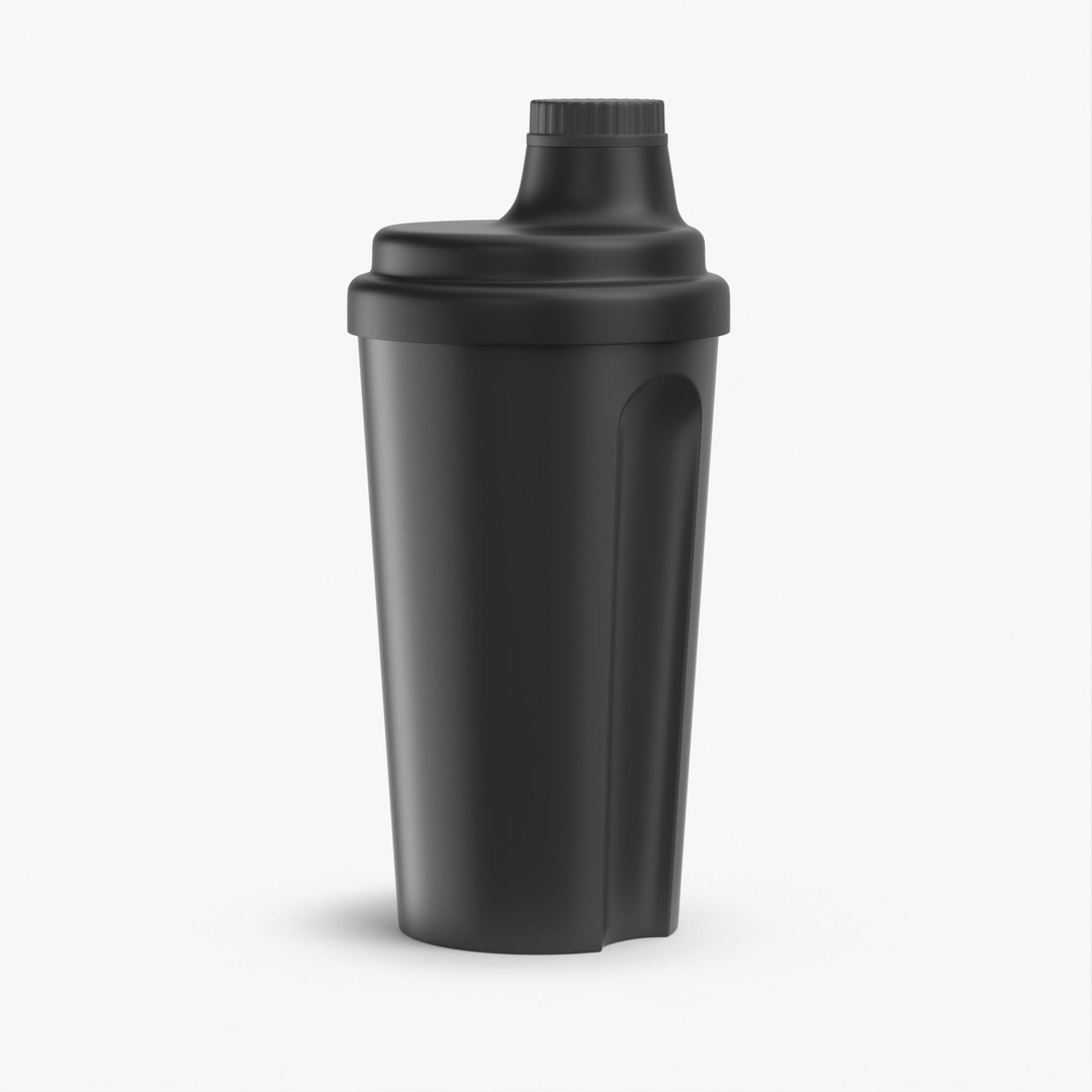 Matte Black Protein Shaker 3D Model – High Poly PBR Asset, FBX, OBJ - View 16