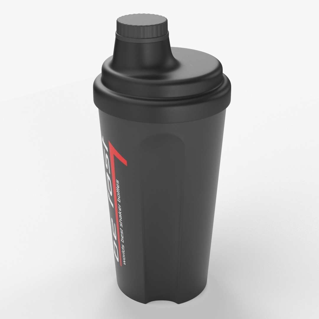 Matte Black Protein Shaker 3D Model – High Poly PBR Asset, FBX, OBJ - View 4