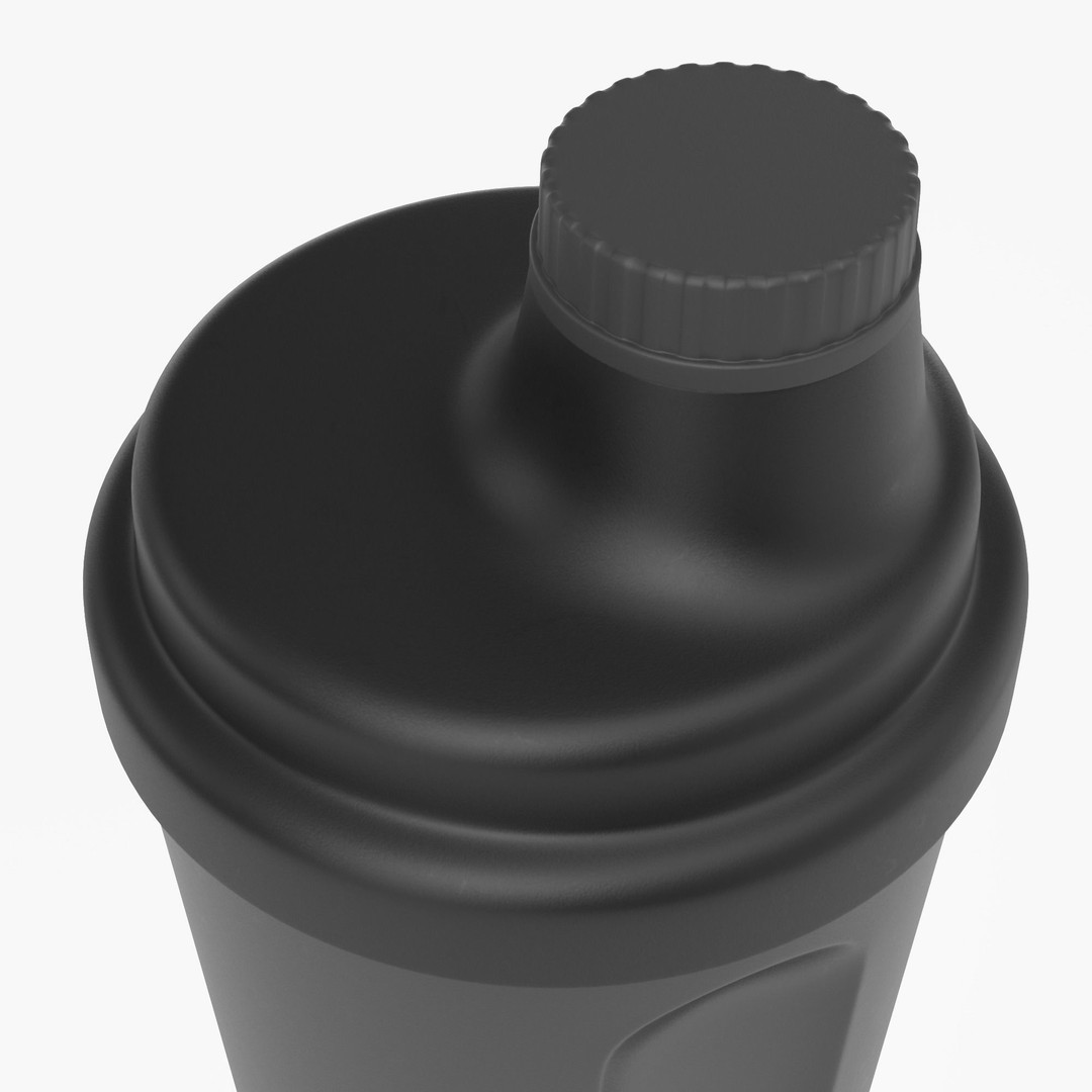 Matte Black Protein Shaker 3D Model – High Poly PBR Asset, FBX, OBJ - View 6