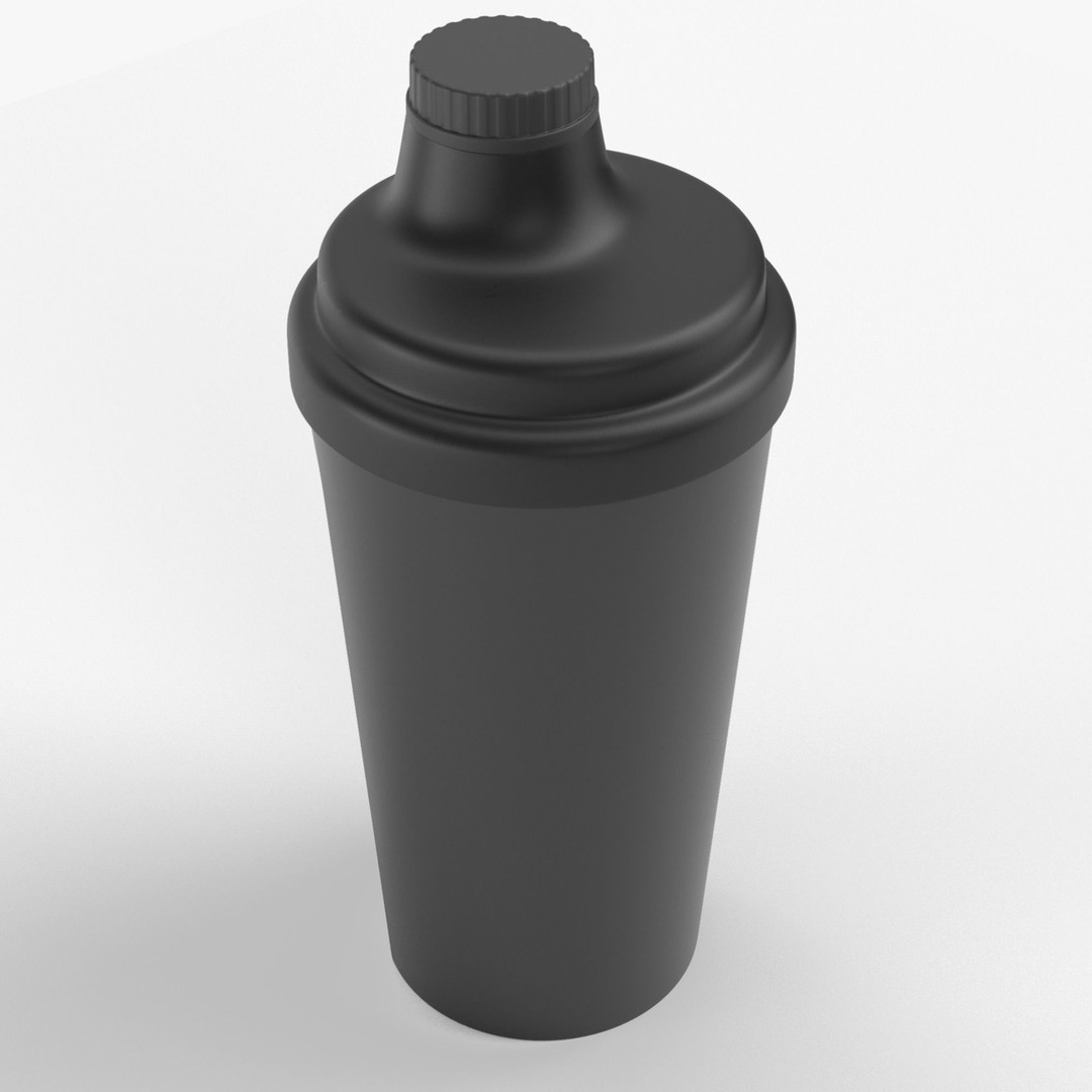 Matte Black Protein Shaker 3D Model – High Poly PBR Asset, FBX, OBJ - View 7