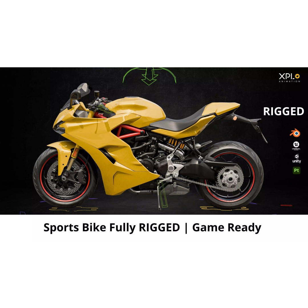 Ducati Sports Bike 3D Model – Fully Rigged Low Poly Game Asset, FBX - View 2