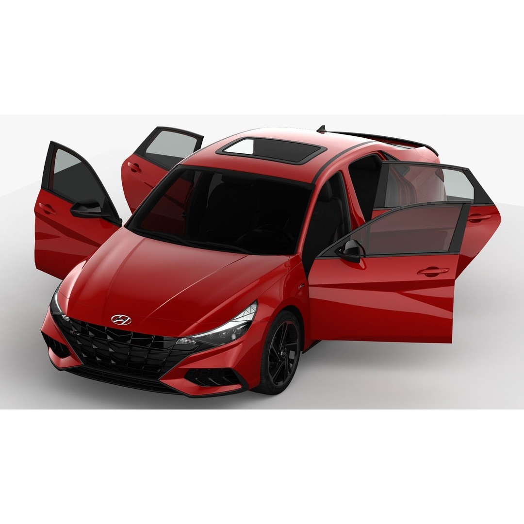 Hyundai Elantra N Line 2021 3D Model – High Poly Sedan Asset, FBX, OBJ - View 13