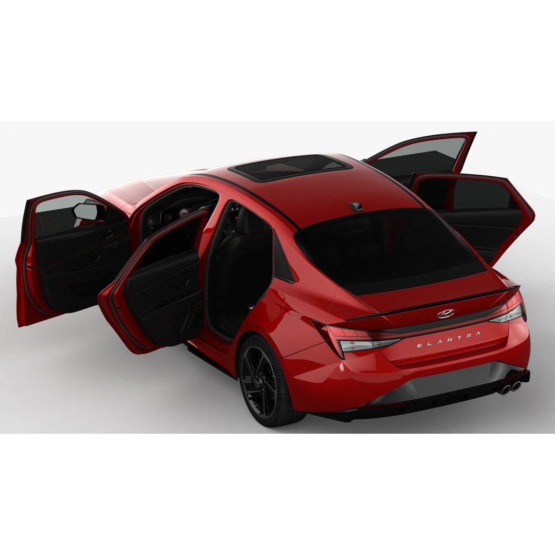 Hyundai Elantra N Line 2021 3D Model – High Poly Sedan Asset, FBX, OBJ - View 14