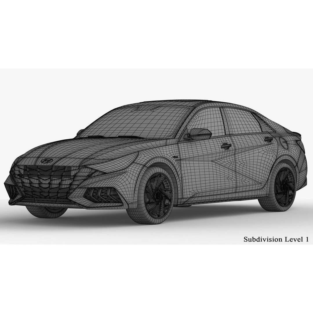 Hyundai Elantra N Line 2021 3D Model – High Poly Sedan Asset, FBX, OBJ - View 21