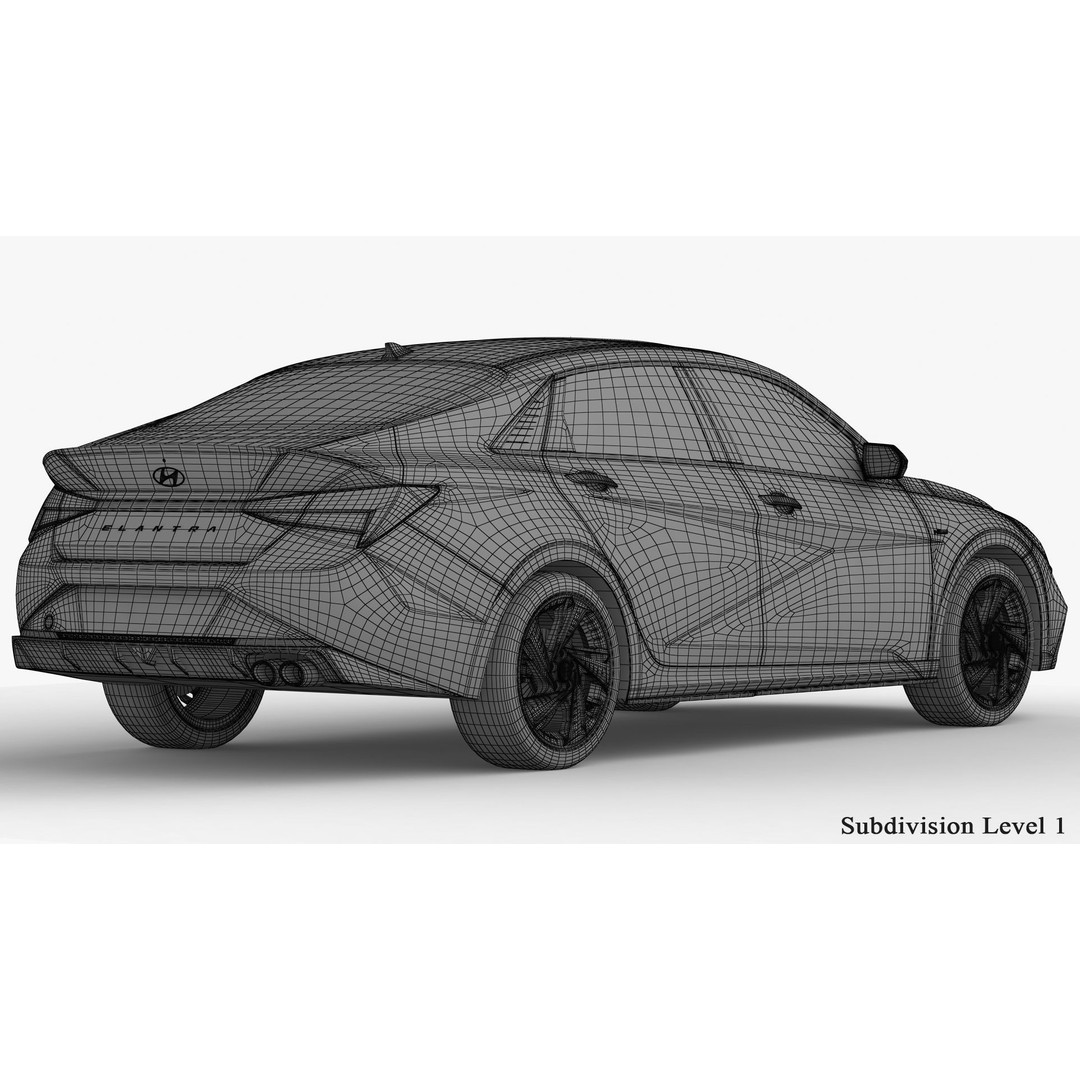 Hyundai Elantra N Line 2021 3D Model – High Poly Sedan Asset, FBX, OBJ - View 23