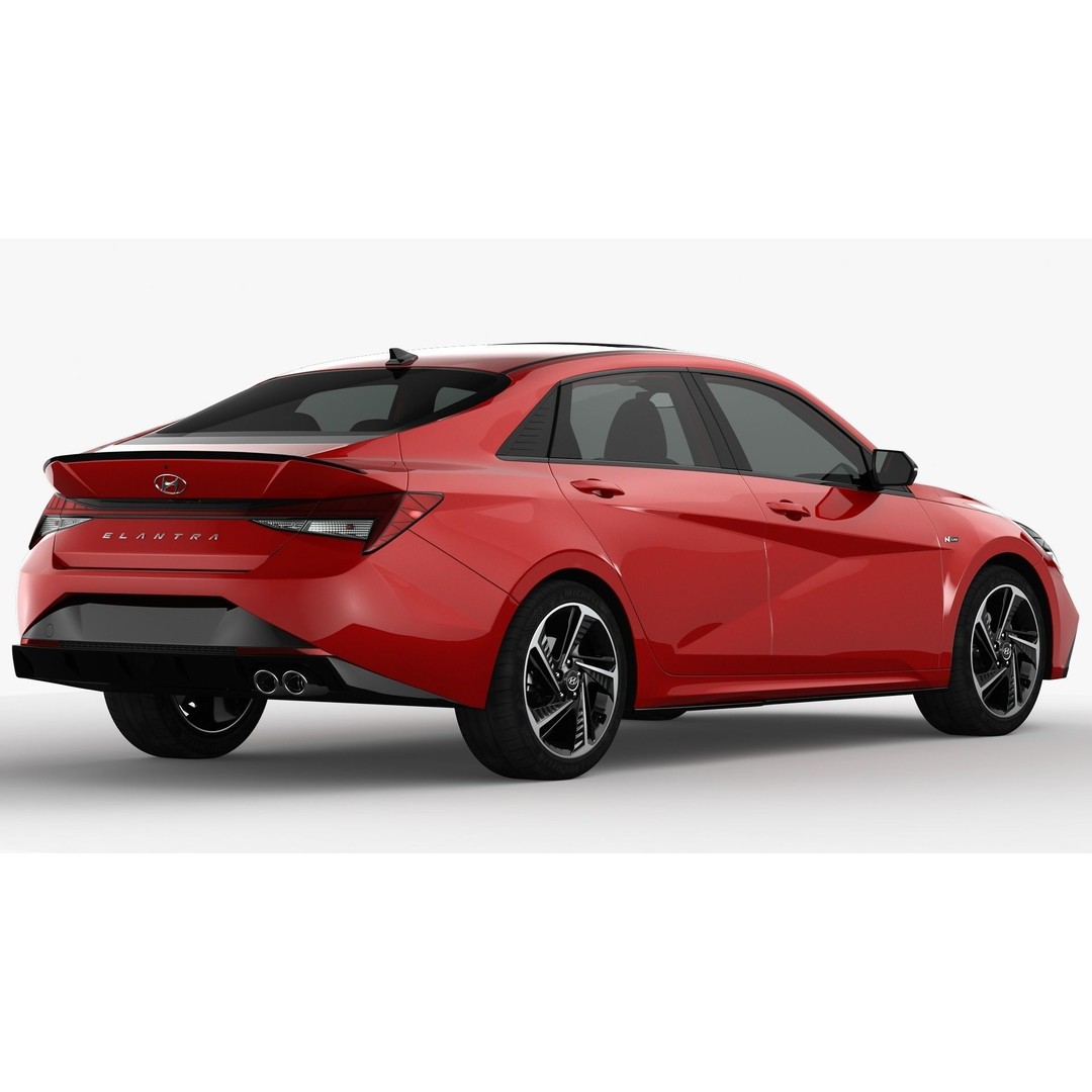 Hyundai Elantra N Line 2021 3D Model – High Poly Sedan Asset, FBX, OBJ - View 3