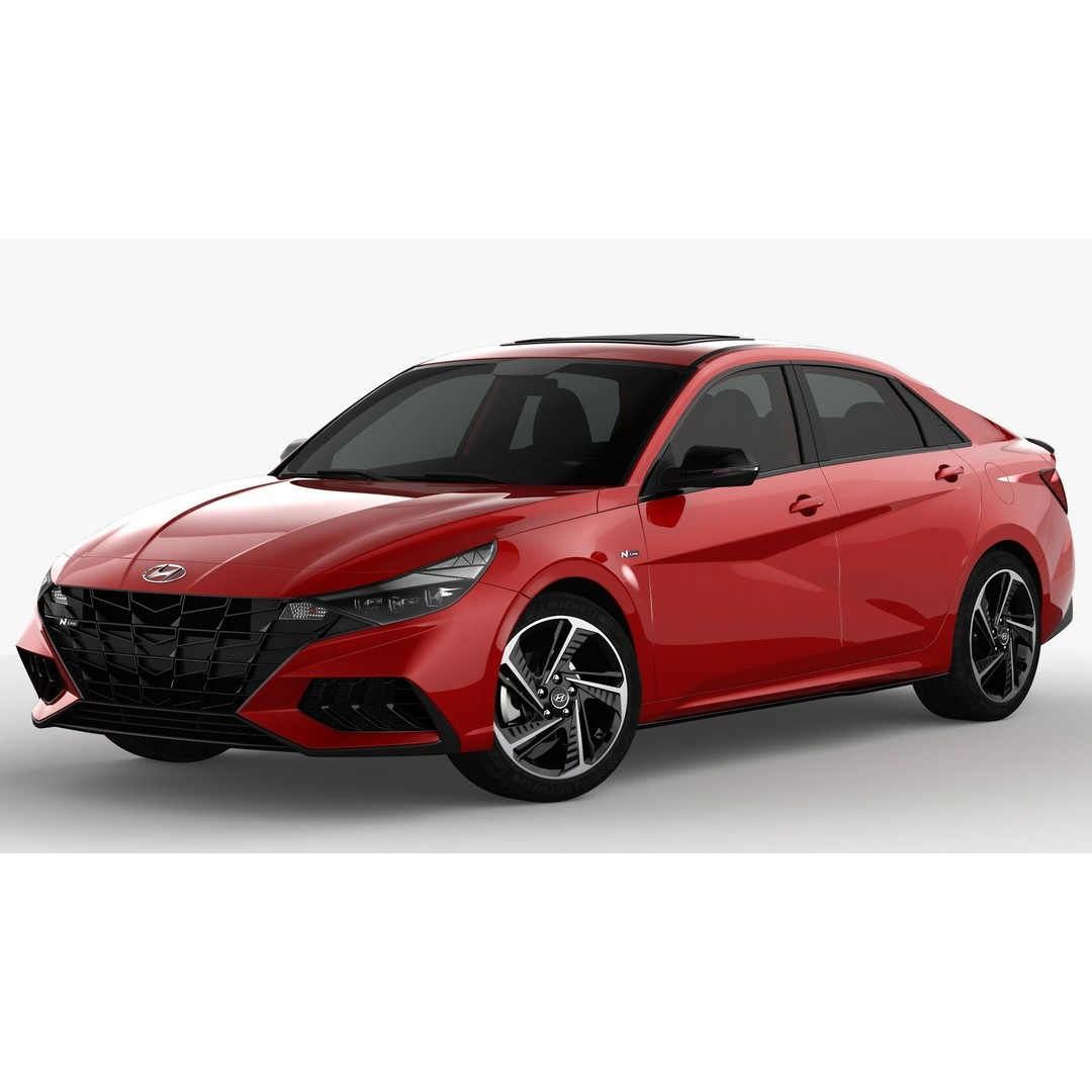 Hyundai Elantra N Line 2021 3D Model – High Poly Sedan Asset, FBX, OBJ - View 8