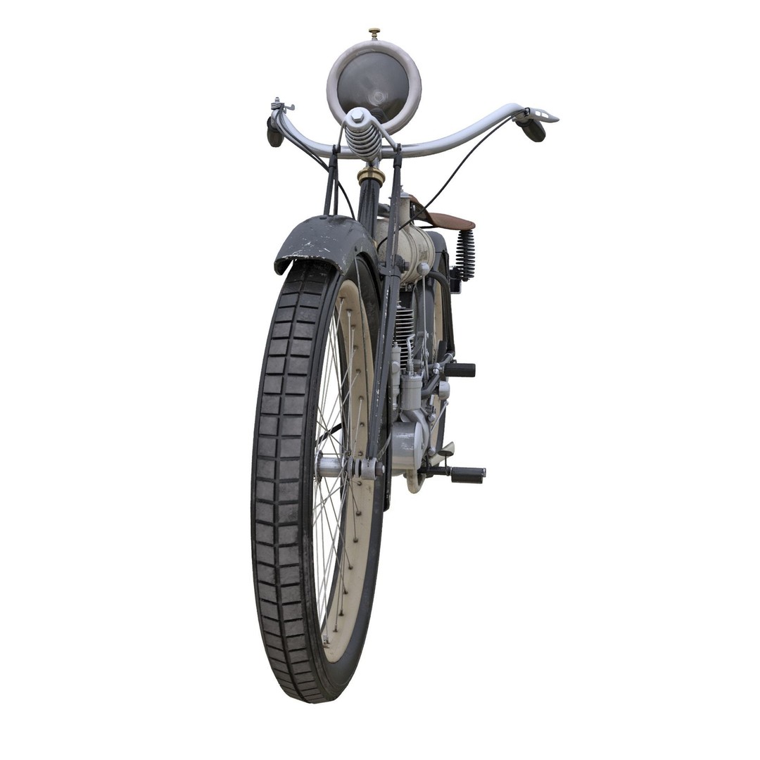1916 Cleveland Model 1-B Motorcycle 3D Model – PBR Game-Ready Asset, FBX - View 9
