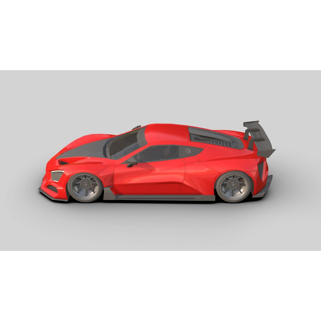 Sport Car 3D Model – Low Poly Game Asset, FBX, PBR Textures - View 12