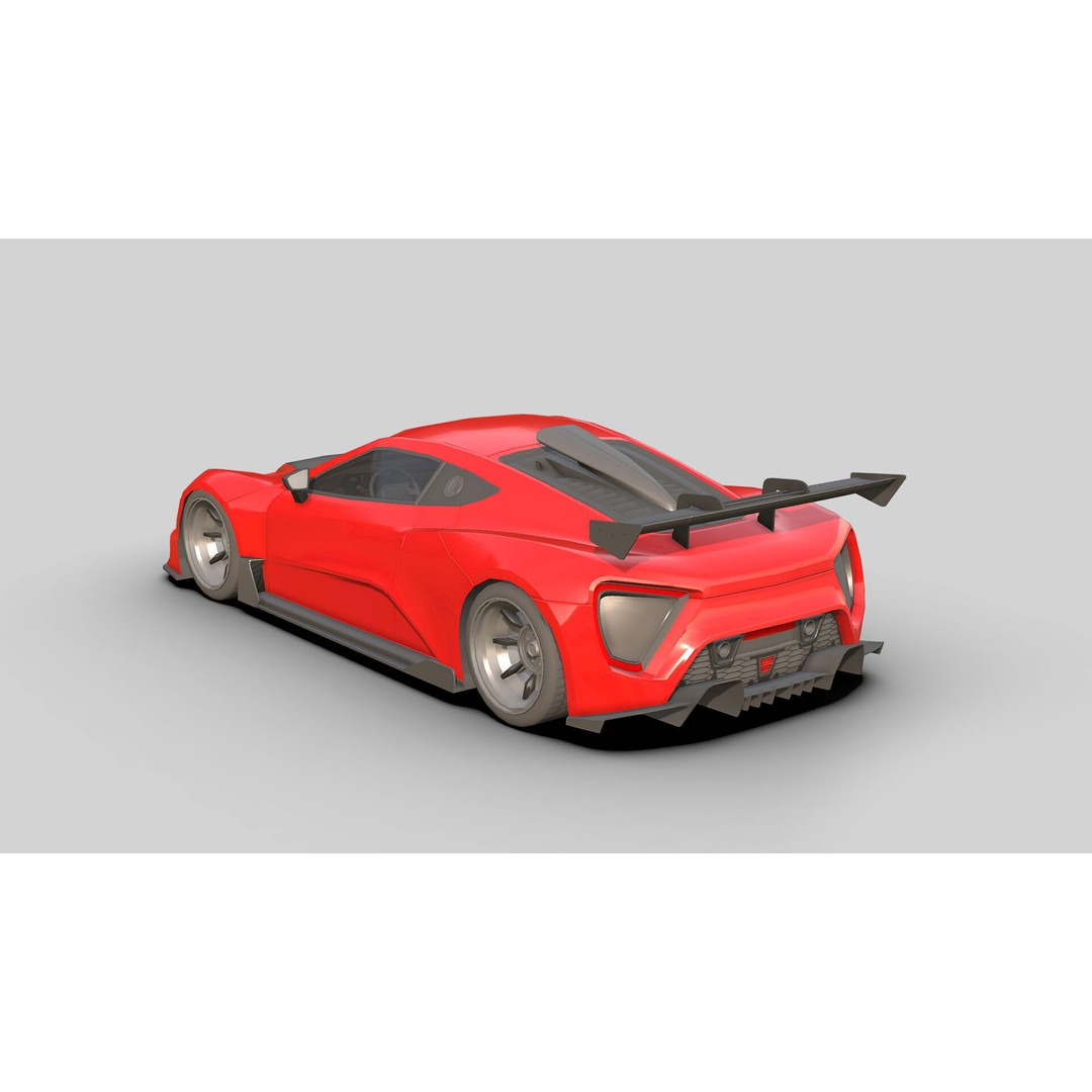 Sport Car 3D Model – Low Poly Game Asset, FBX, PBR Textures - View 13