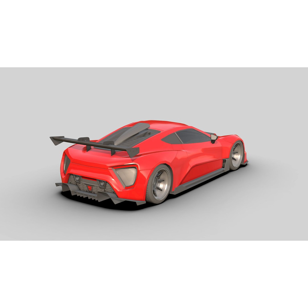 Sport Car 3D Model – Low Poly Game Asset, FBX, PBR Textures - View 14