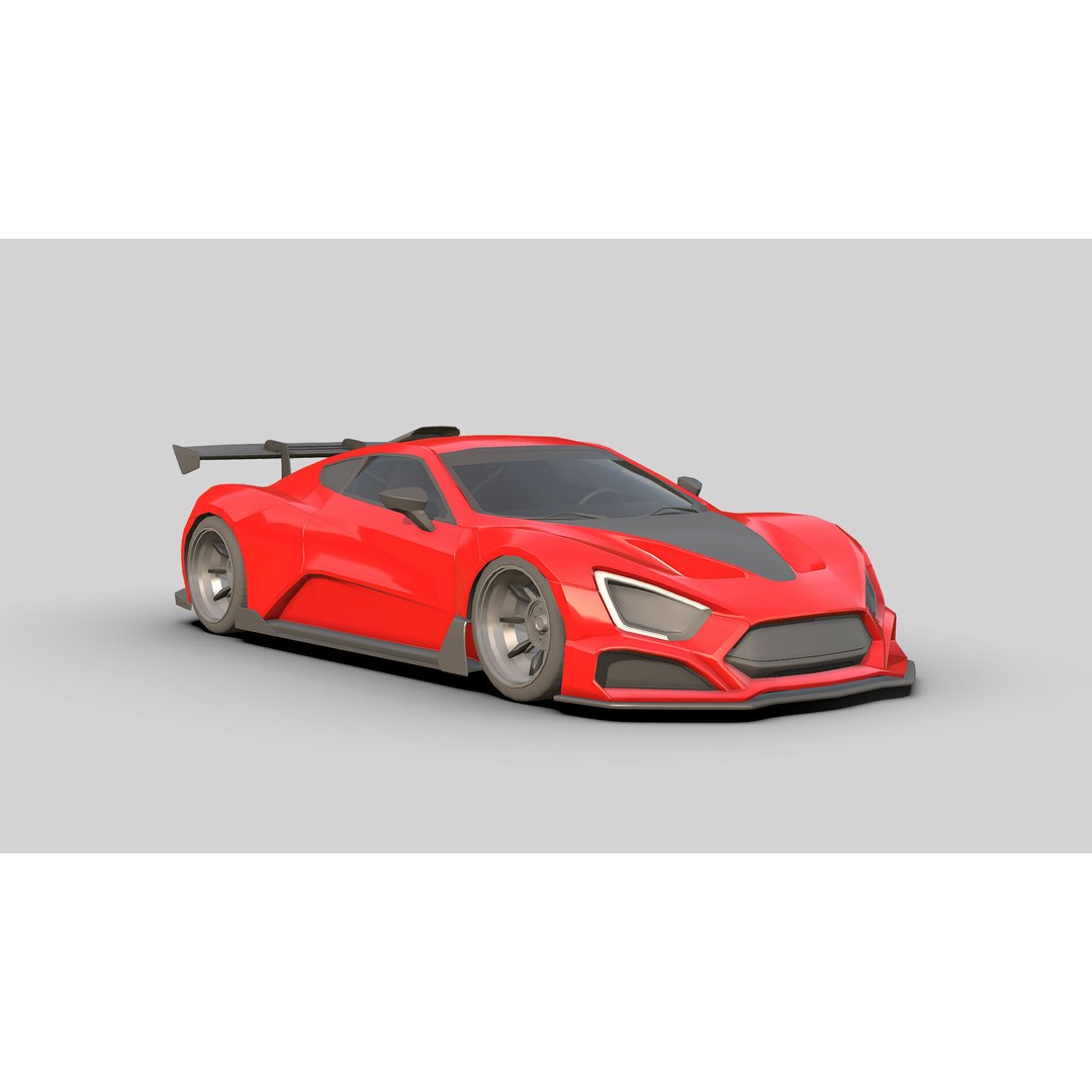 Sport Car 3D Model – Low Poly Game Asset, FBX, PBR Textures - View 15