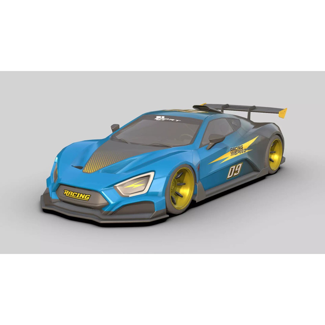 Sport Car 3D Model – Low Poly Game Asset, FBX, PBR Textures - View 2