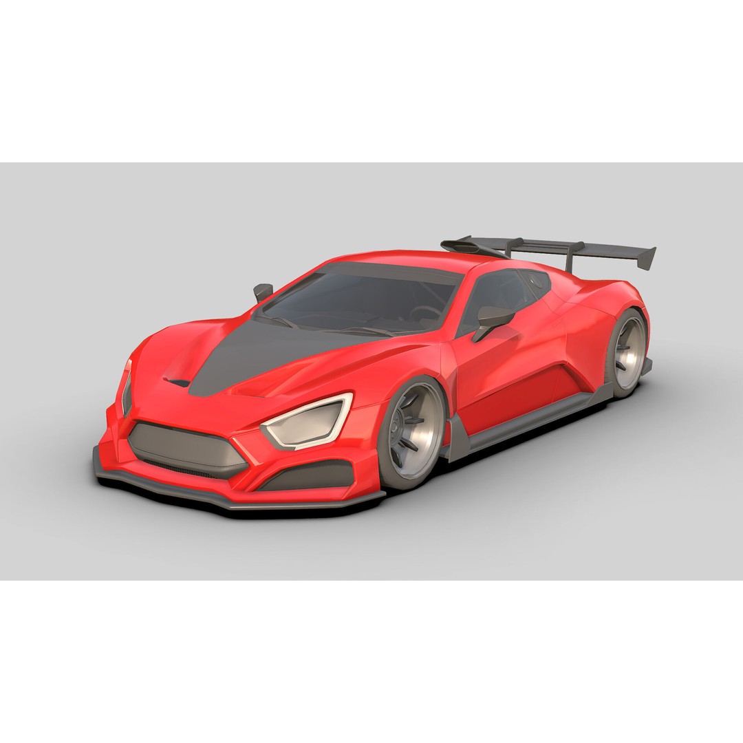 Sport Car 3D Model – Low Poly Game Asset, FBX, PBR Textures - View 3