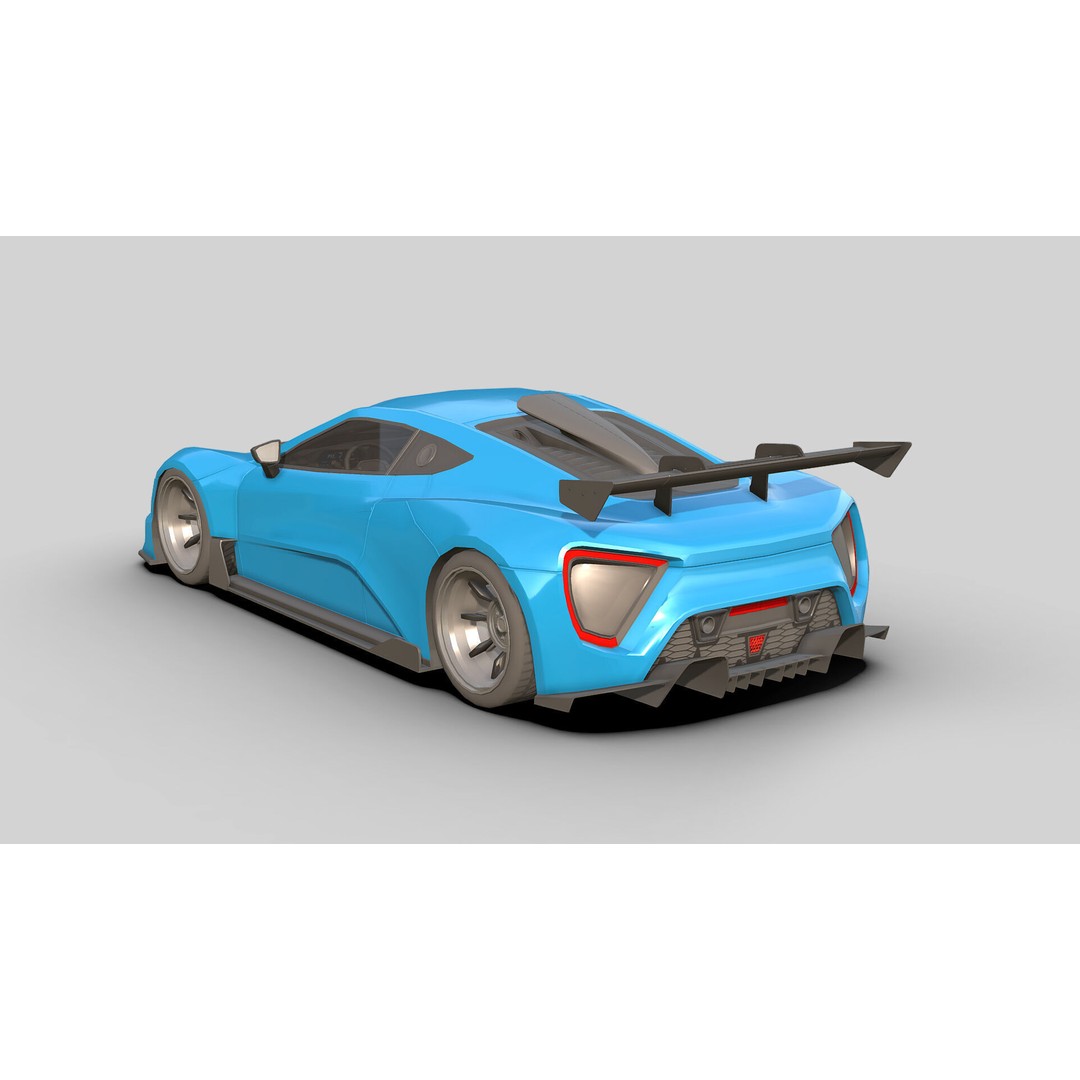 Sport Car 3D Model – Low Poly Game Asset, FBX, PBR Textures - View 5