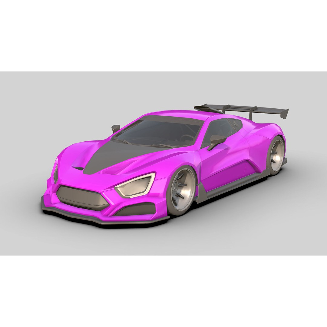 Sport Car 3D Model – Low Poly Game Asset, FBX, PBR Textures - View 6