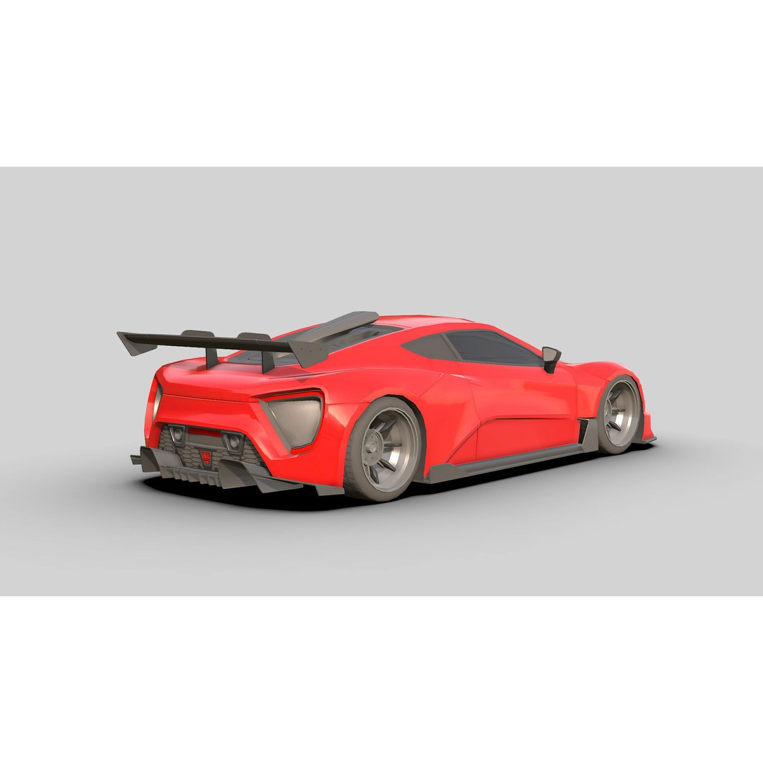 Sport Car 3D Model – Low Poly Game Asset, FBX, PBR Textures - View 7