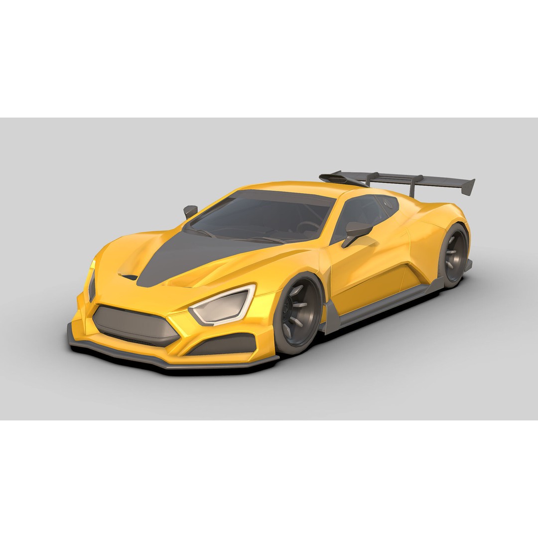 Sport Car 3D Model – Low Poly Game Asset, FBX, PBR Textures - View 8