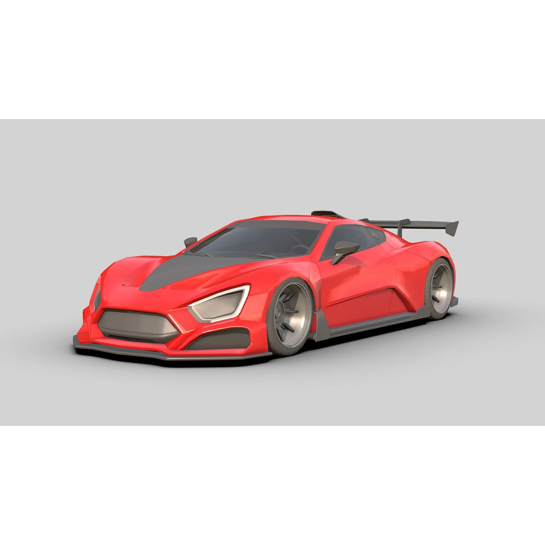Sport Car 3D Model – Low Poly Game Asset, FBX, PBR Textures - View 9