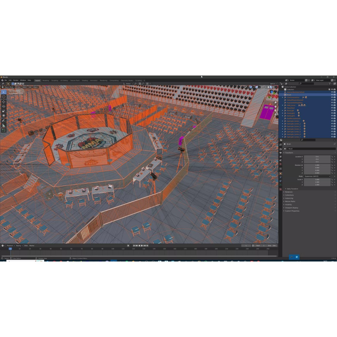 MMA Fight Arena 3D Model – Modular Stadium Environment, Game Ready