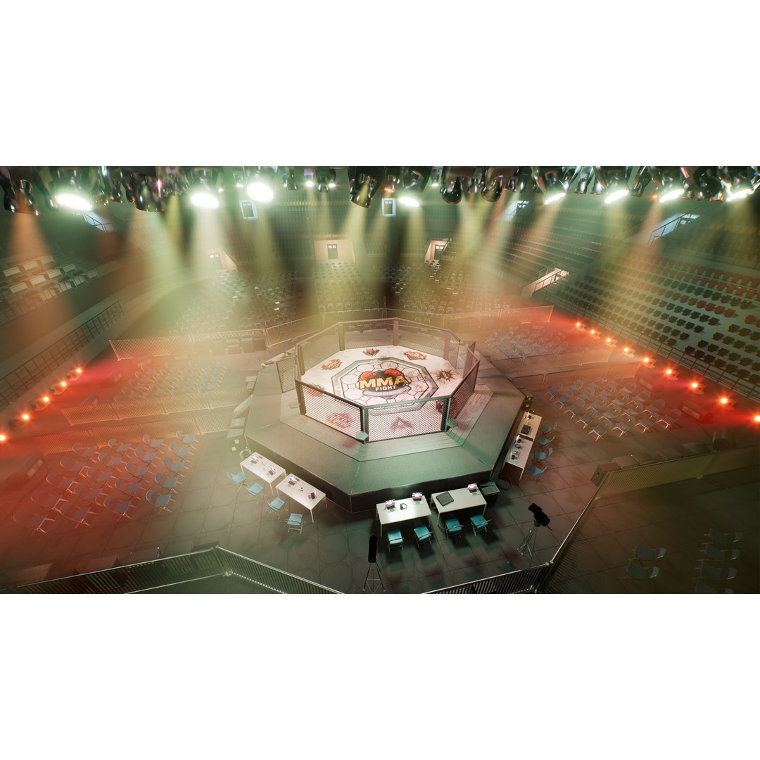 MMA Fight Arena 3D Model – Modular Stadium Environment, Game Ready - View 13