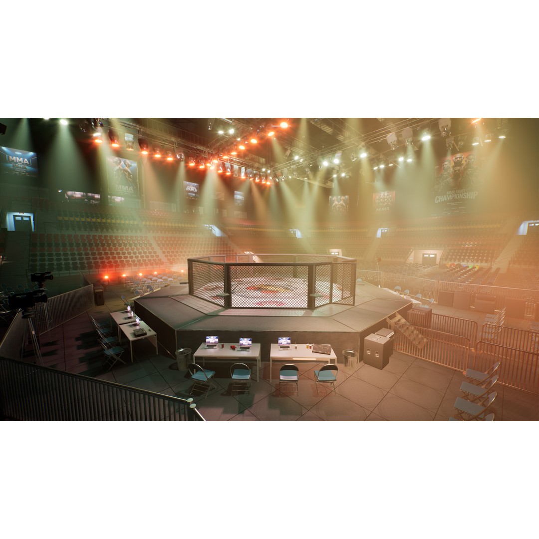 MMA Fight Arena 3D Model – Modular Stadium Environment, Game Ready - View 14