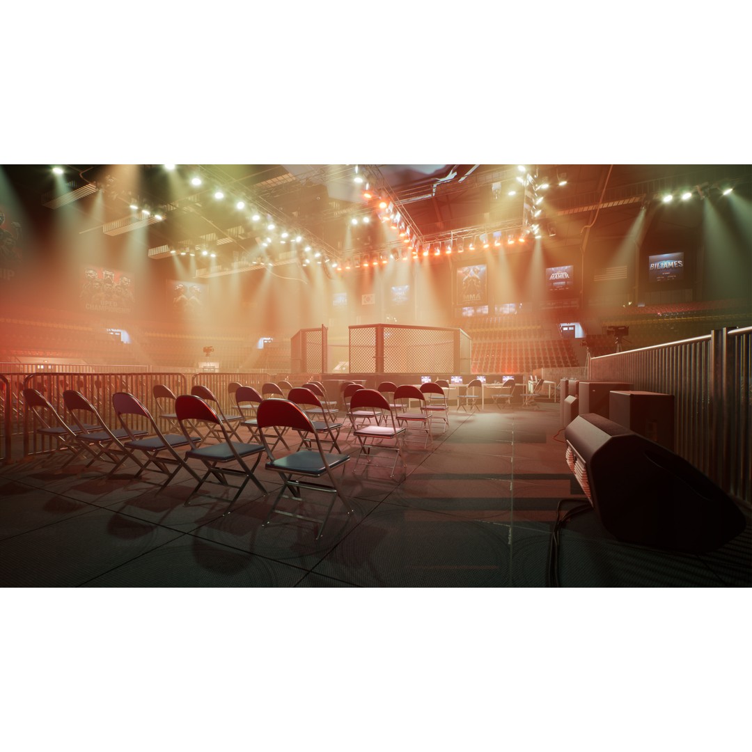 MMA Fight Arena 3D Model – Modular Stadium Environment, Game Ready - View 15
