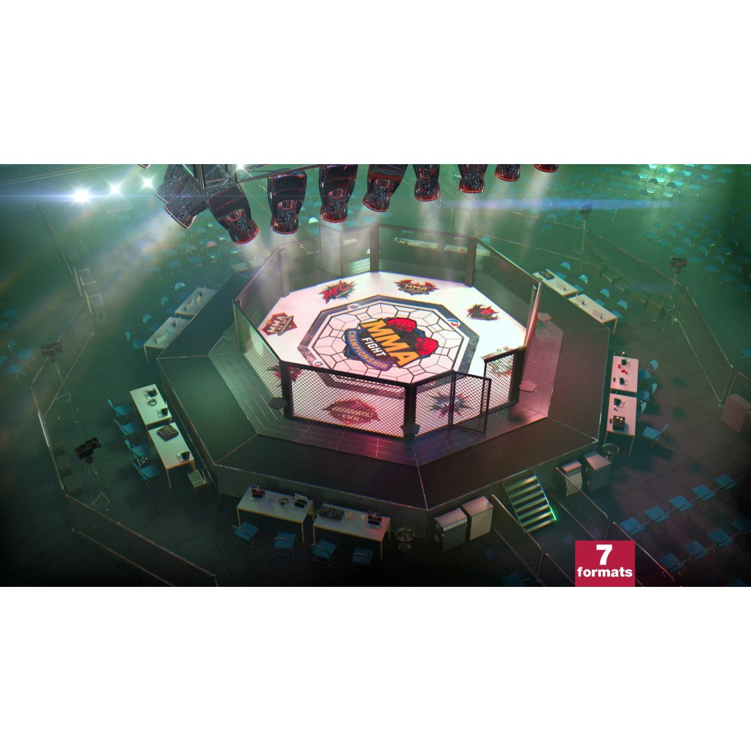 MMA Fight Arena 3D Model – Modular Stadium Environment, Game Ready - View 2