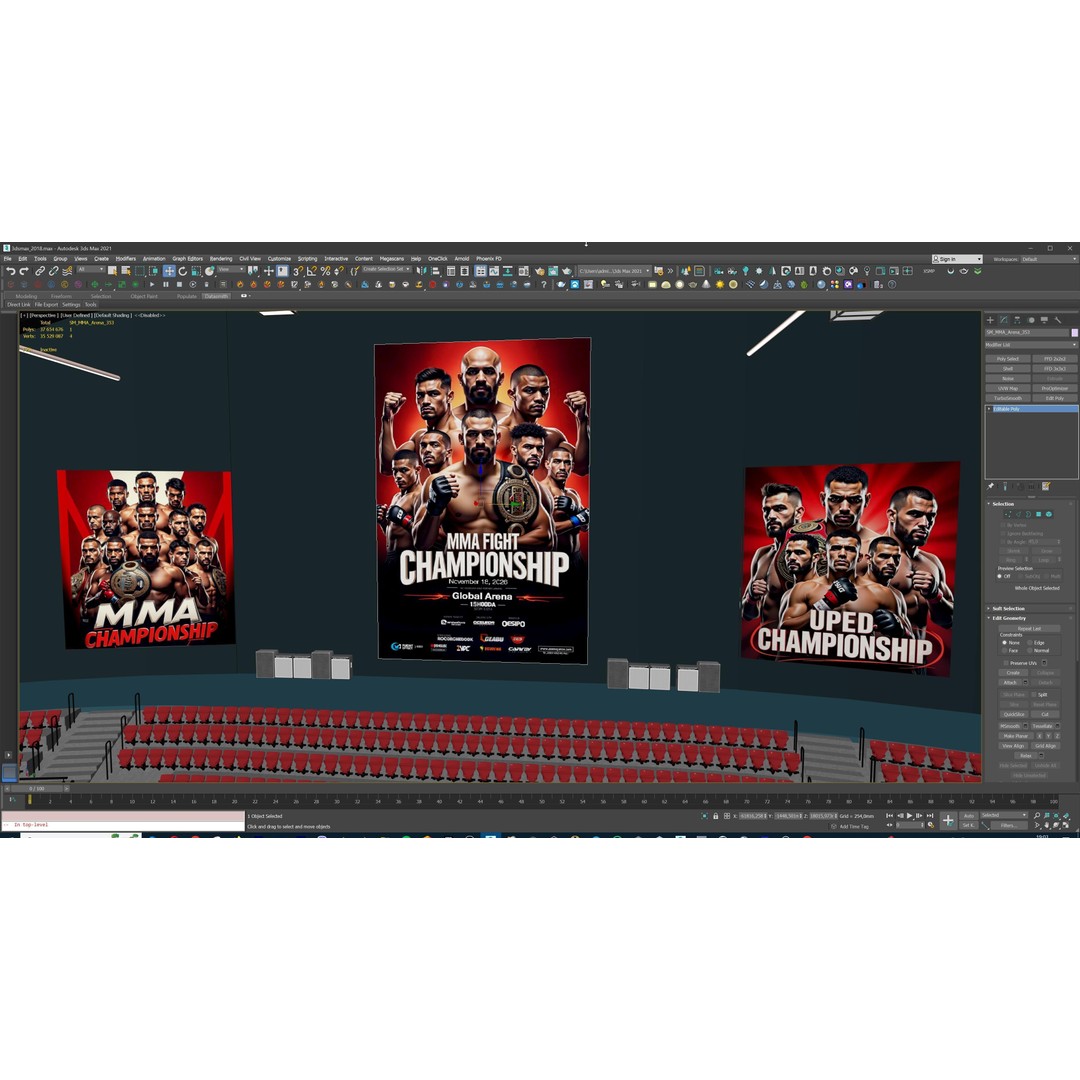 MMA Fight Arena 3D Model – Modular Stadium Environment, Game Ready - View 31
