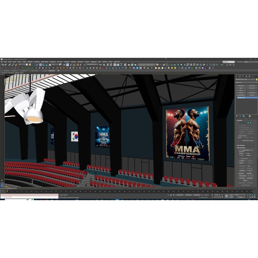 MMA Fight Arena 3D Model – Modular Stadium Environment, Game Ready - View 33