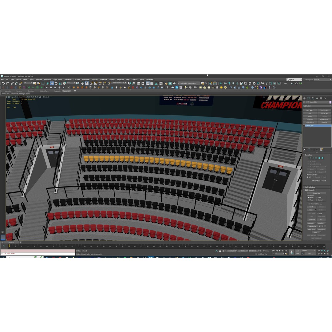 MMA Fight Arena 3D Model – Modular Stadium Environment, Game Ready - View 37