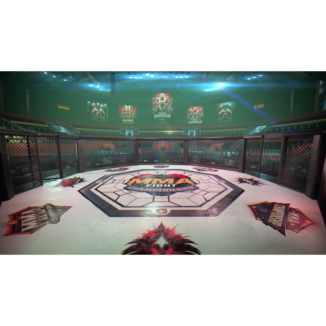MMA Fight Arena 3D Model – Modular Stadium Environment, Game Ready - View 4