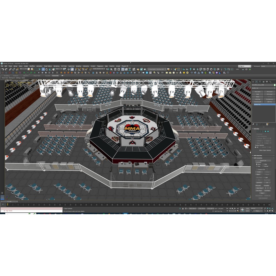 MMA Fight Arena 3D Model – Modular Stadium Environment, Game Ready - View 41