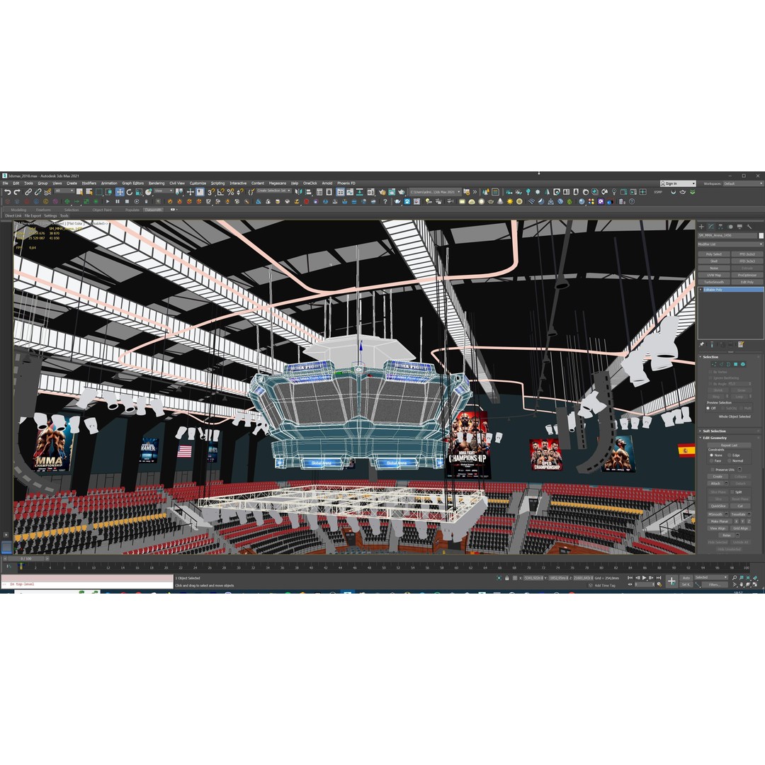 MMA Fight Arena 3D Model – Modular Stadium Environment, Game Ready - View 44