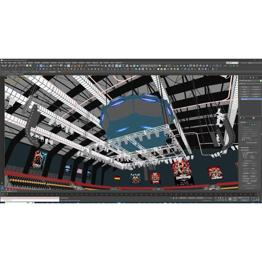 MMA Fight Arena 3D Model – Modular Stadium Environment, Game Ready - View 45